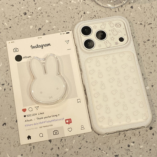 ins简约波点镂空米菲兔适用于苹果17promax手机壳iphone18pro保护套16带支架15硅胶17pm新款防摔全包防摔超火