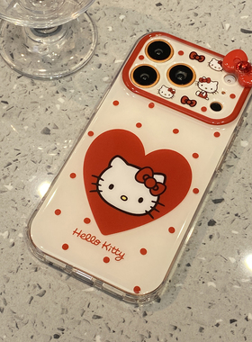 【每日新品】红色波点HelloKitty适用于苹果17pro手机壳iphone16保护套立体蝴蝶结新款15promax少女max手机套