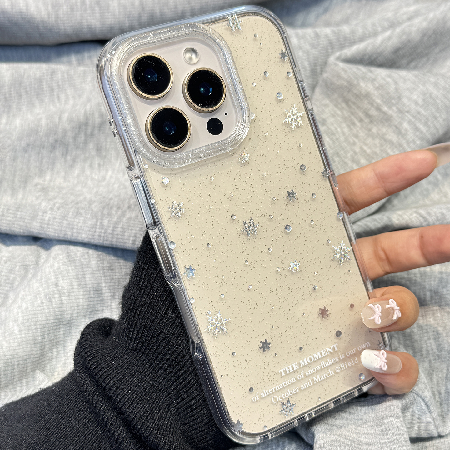 简约ins闪粉雪花适用于苹果15手机壳iphone16保护套14透明13全包新款17promax硅胶16pro小众max高级感手机套p