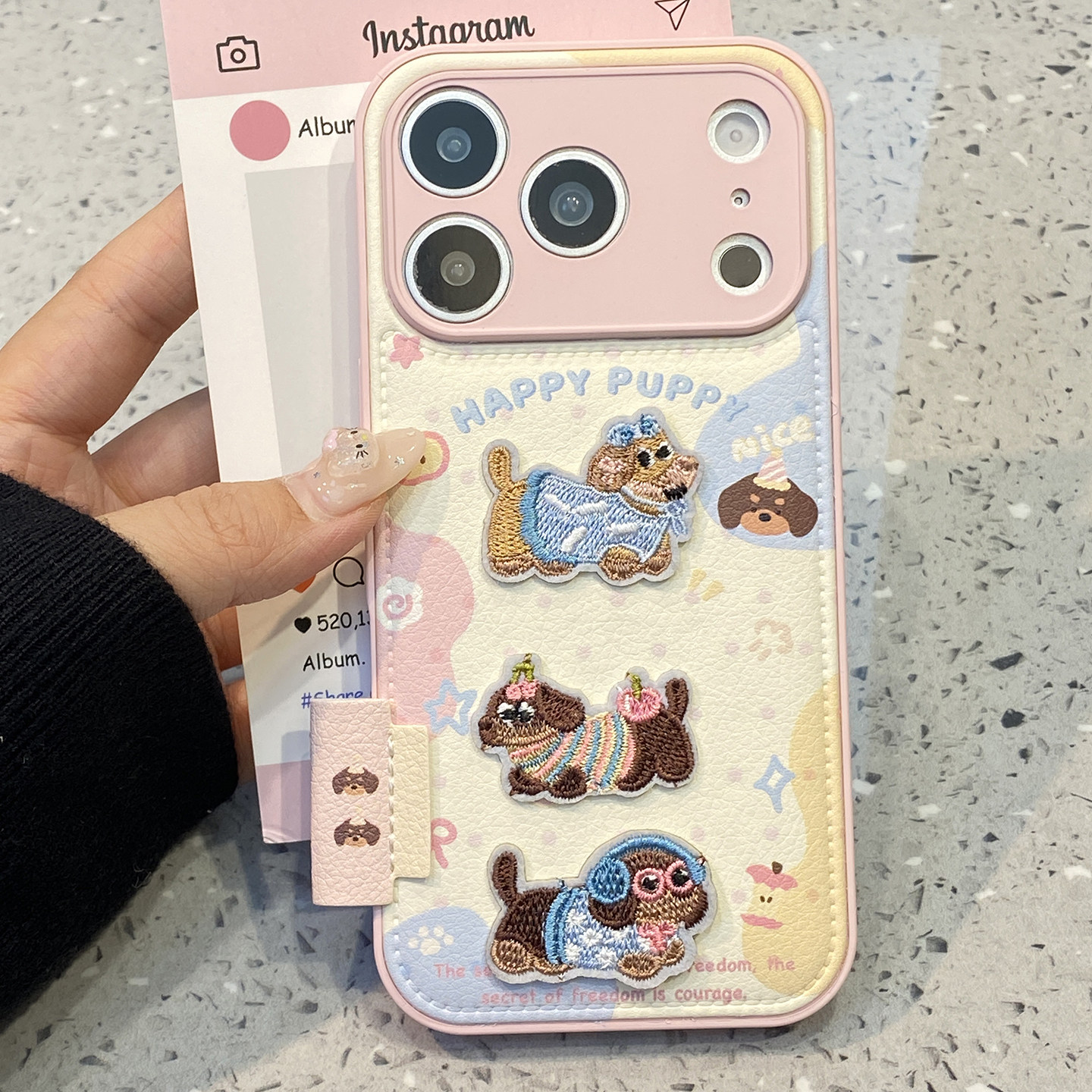 卡通可爱立体刺绣小狗适用于苹果16pro手机壳iphone17保护套14秋冬13全包皮质新款15promax超火max独特手机套,3C数码配件,手机保护套/壳,淘宝优惠券,粉丝福利购,淘宝优惠卷