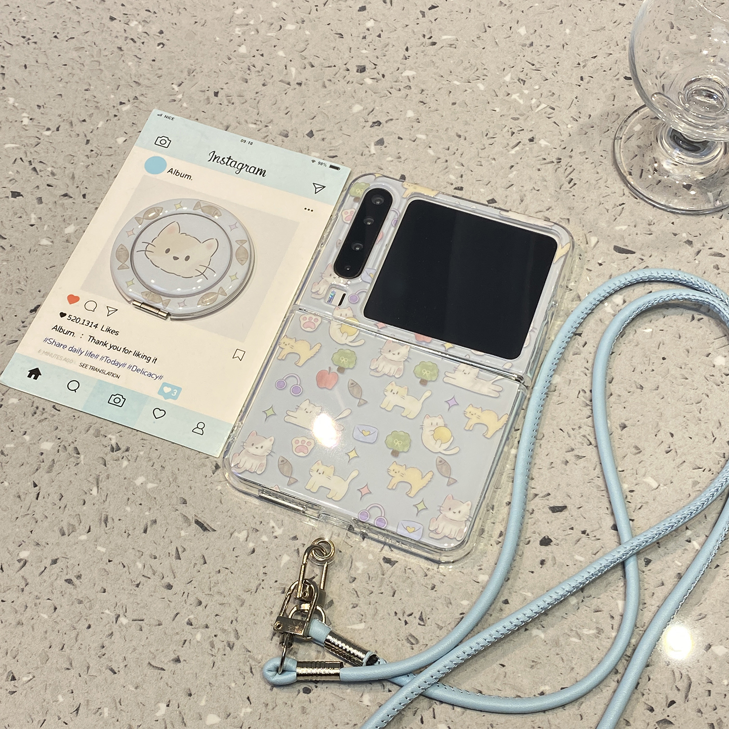 【每日新品】可爱卡通涂鸦猫咪旋转支架适用华为purax折叠屏手机壳p50外壳Pocket2斜跨挂绳高级感男女款超火