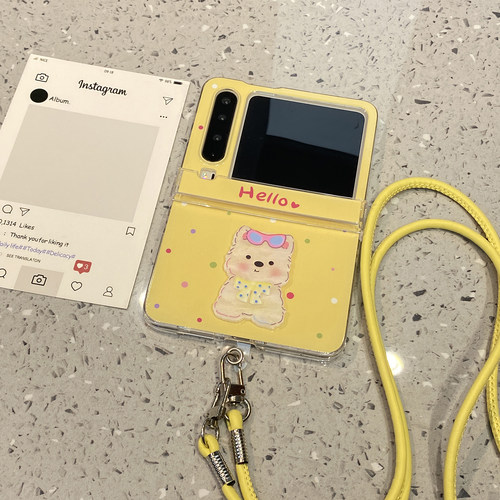 可爱黄底波点西高地适用华为purax折叠屏手机壳Pocket2小米mixflip三星zflip7/6/5典藏版pura女x巨好看不撞款