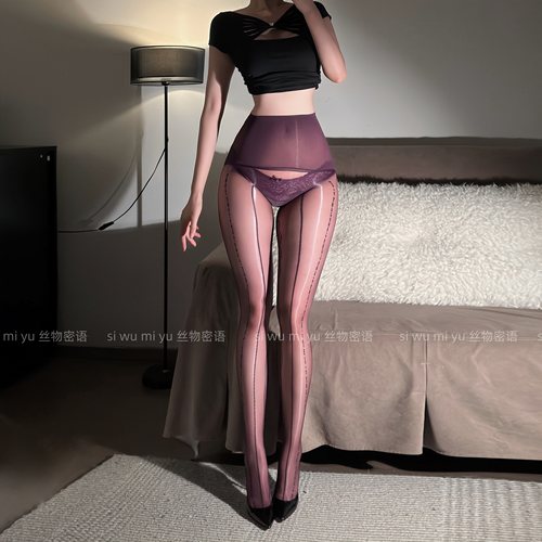 性感电波袜西梅紫超薄油亮连裤袜