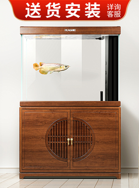 睿美超白玻璃鱼缸客厅大型落地家用玄关生态水族箱屏风底滤金鱼缸