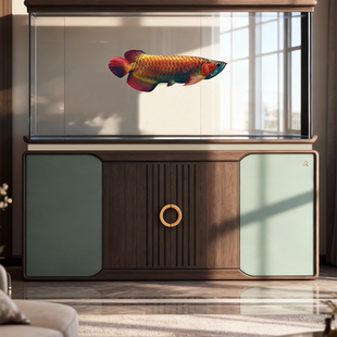 7s观澜现代轻奢实木底柜鱼缸简约木质水族箱大型观赏鱼缸客厅家用