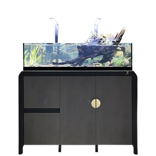 睿美鱼缸七秒系列7S清欢溪流缸客厅家用生态超白玻璃底滤水族箱