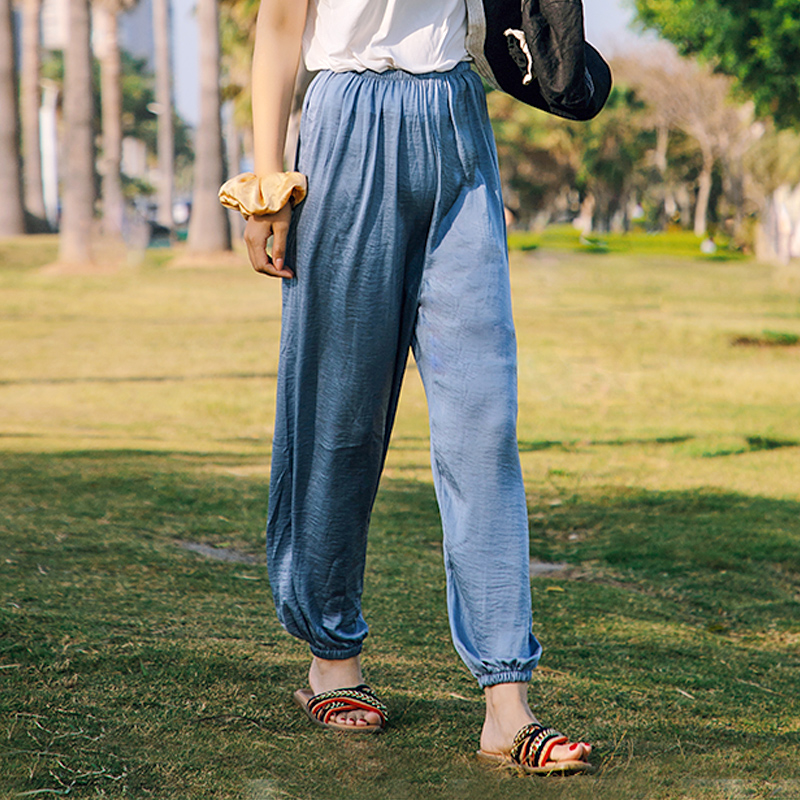 凉凉裤女夏季薄款宽松束脚防蚊裤大人男灯笼裤冰丝沙滩大码防晒裤