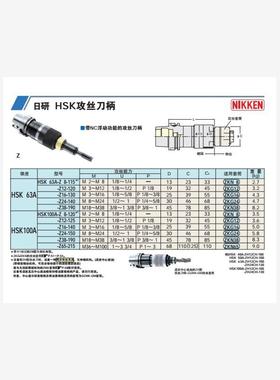 日本日研NIKKEN   HSK攻丝刀柄HSK63A-Z12-120