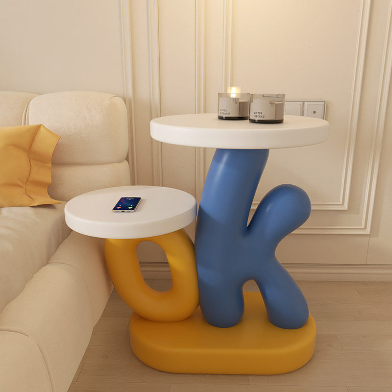 创意字母造型儿童床头柜落地现代简约圆桌小户型储物边几装饰摆件