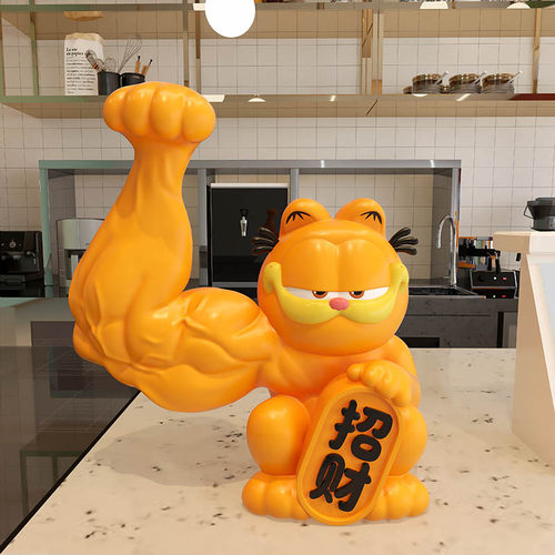 2024新款加菲猫招财猫摆件开业店铺前台礼物客厅家居礼品家用旺宅