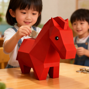 红色马造型存钱罐儿童文创马年吉祥物新年本命年生日礼物储钱罐子