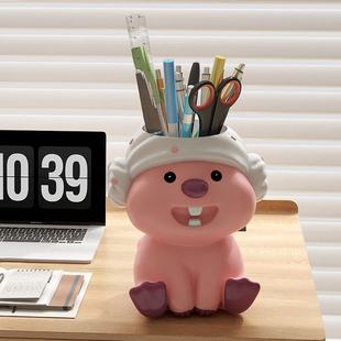 创意可爱笔筒学生桌面收纳盒大容量超大办公室儿童女孩高颜值ins