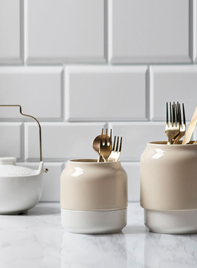 韩国代购筷子筒陶瓷沥水架勺刀叉餐具收纳盒tackaon收纳筒直邮