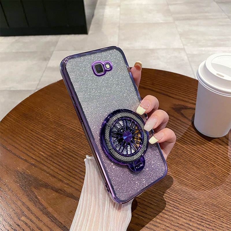 三星GalaxyJ7prime手机壳新款陀螺支架旋转解压创意渐变闪粉透明保护套Samsung车载磁吸高级感个性防摔适用于
