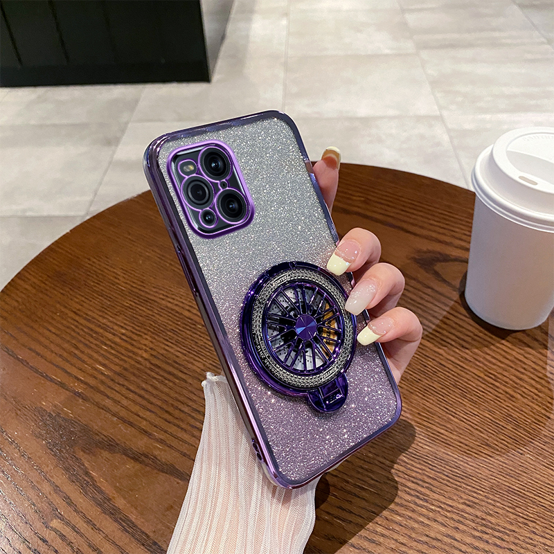 oppoFindx3手机壳新款陀螺支架findx3pro旋转解压创意渐变闪粉透明保护套高级感个性磁吸超薄防摔软壳适用于