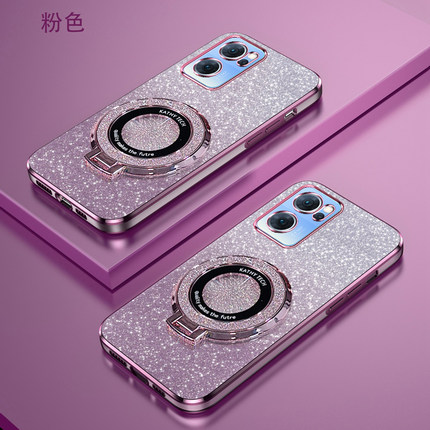 OPPOReno7渐变闪粉手机壳高端时尚OPPOReno7Pro高级感新款磁吸支架款reno7se超薄软壳简约电镀防摔保护适用于