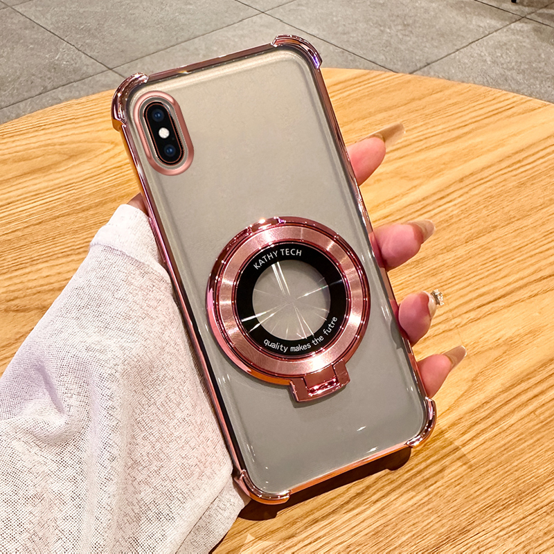 苹果XSmax手机壳新款气囊防摔iPhoneX高级感透明保护套XR车载磁吸支架简约时尚电镀个性创意镜头全包男适用于