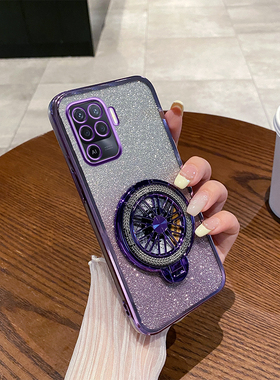 oppoF19pro手机壳新款陀螺支架F19pro旋转解压创意渐变闪粉透明保护套oppo磁吸充电高级感个性超薄防摔适用于