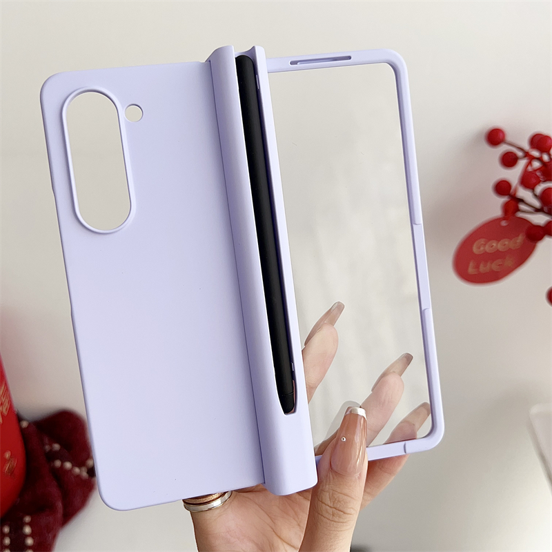 三星zfold5手机壳折叠屏zfold4保护套Galaxy全包防摔zfold3肤感硬壳简约时尚个性配色自带钢化膜笔槽铰适用于