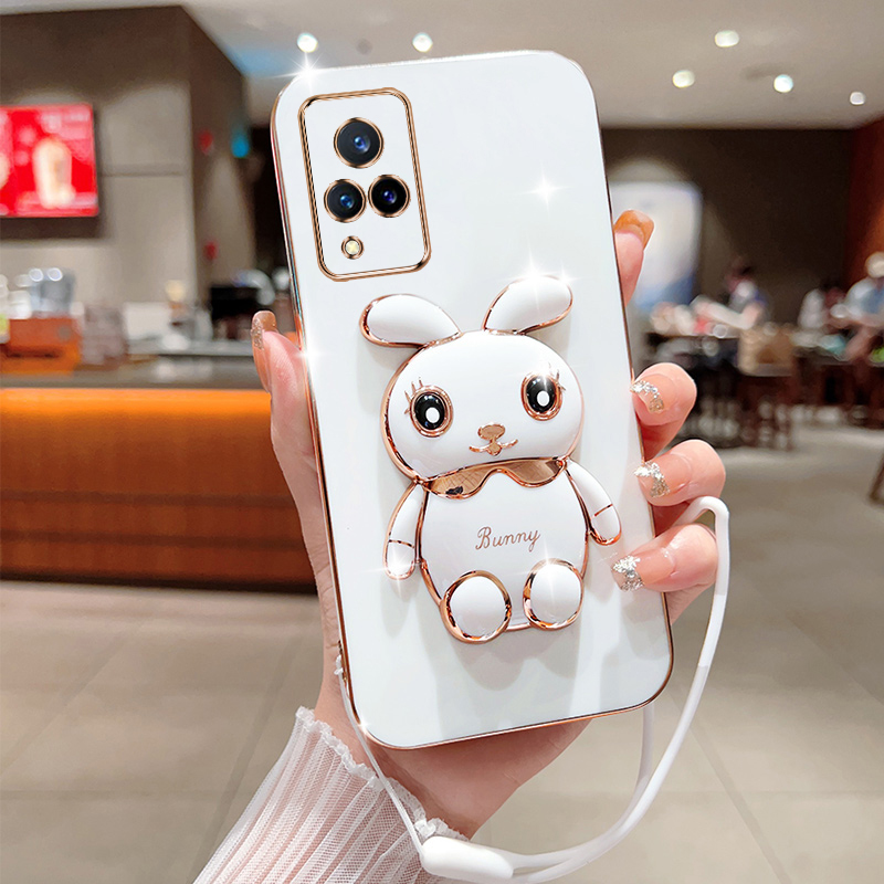 vivoV21手机壳兔子支架V21E新款立体卡通vivo可爱保护套v21e全包防摔抖音同款时尚高端创意网红潮高级适用于