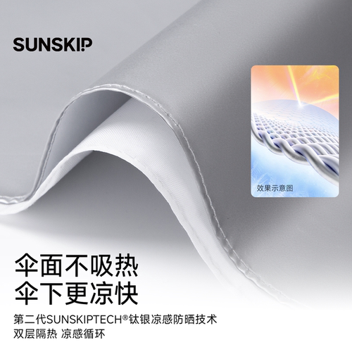 SUNSKIP光影钛银防晒伞抗UV五折伞遮阳伞卡片伞双层遮阳伞女