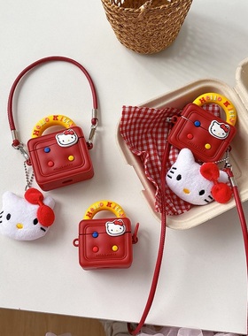 新年红色可爱手提包华为7i凯蒂猫适用5i/6i蓝牙Pro5耳机套苹果airpodspro123代耳机壳freeclip2保护套freearc