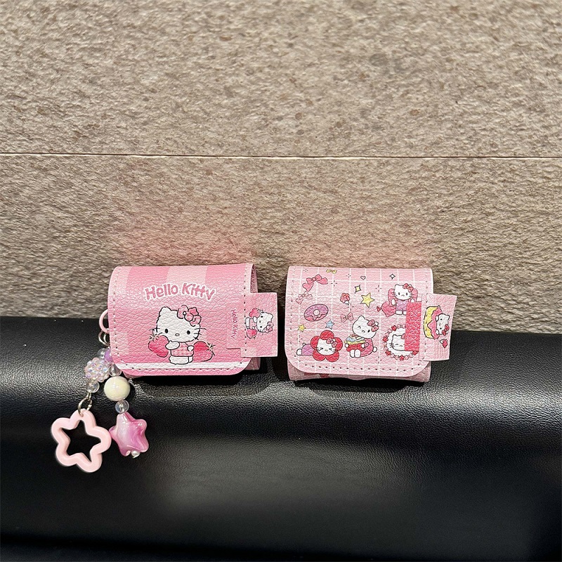 草莓Kitty适用苹果皮质耳机套