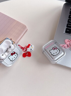 可爱凯蒂猫头像KT适用airpodspro2苹果Pro一代蓝牙无线AirPods3/4代耳机壳airpods1保护套二三代充电仓盒四代