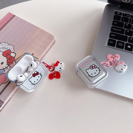 可爱凯蒂猫头像KT适用airpodspro2苹果Pro一代蓝牙无线AirPods3/4代耳机壳airpods1保护套二三代充电仓盒四代