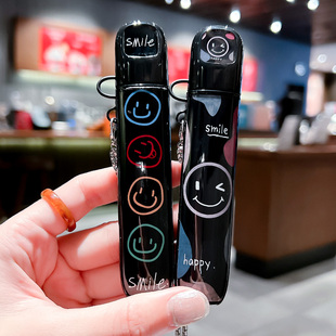 卡通happy笑脸适用悦刻4/5代保护壳电子器无限幻影保护套四代五代男款保护壳软壳带挂链防摔带盖子防尘情侣款