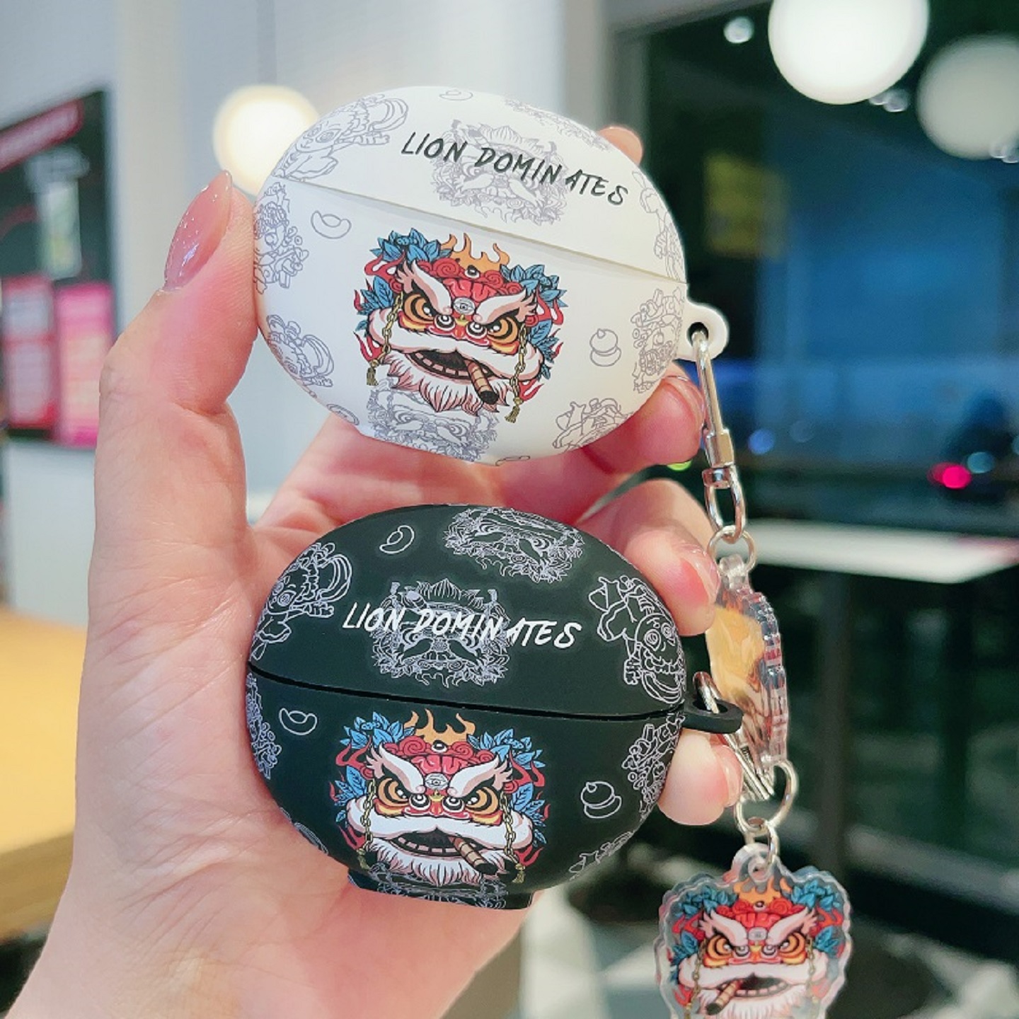 情侣舞狮子华为freeclip2耳机套