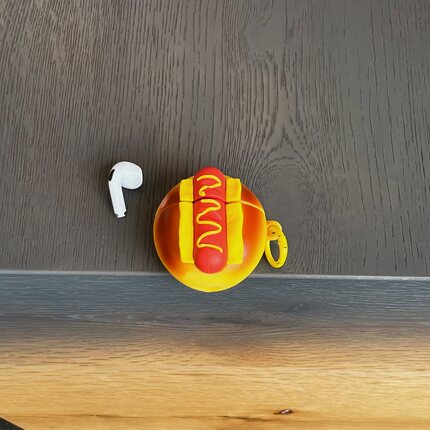 可爱热狗面包适用airpods1/2代苹果三代蓝牙无线AirPods Pro二代耳机壳硅胶保护套AirPods3/4代充电仓盒四代