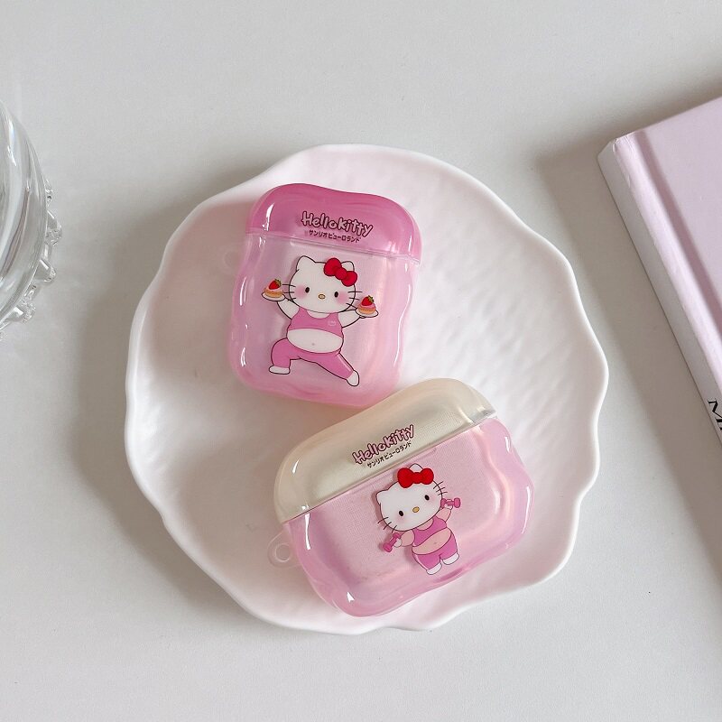 少女心可爱减肥KT猫适用AirPods Pro3代苹果四代主动降噪蓝牙airpods2耳机壳4代保护套Pro一二三代创意耳机套