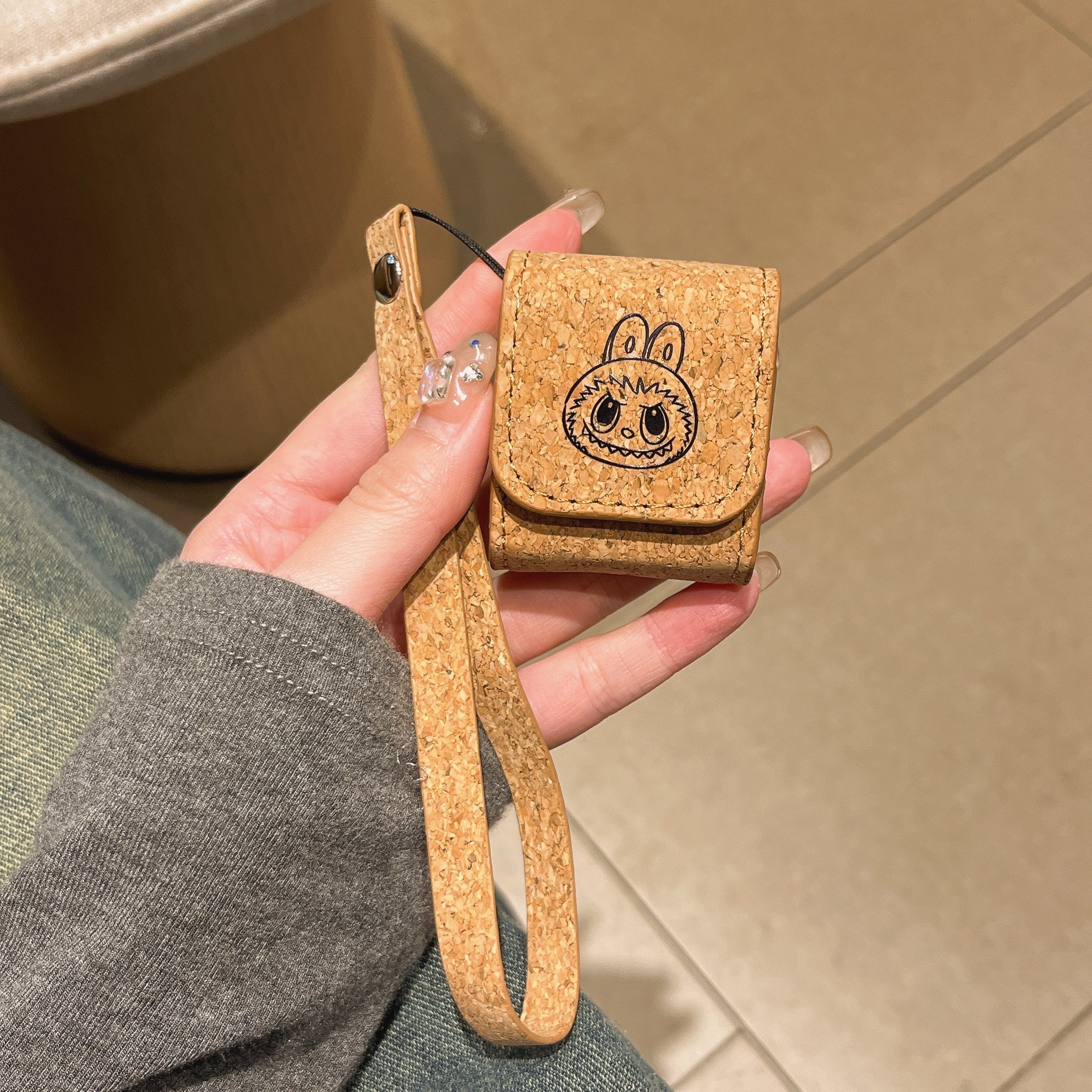 卡通拉布布适用苹果木纹耳机套