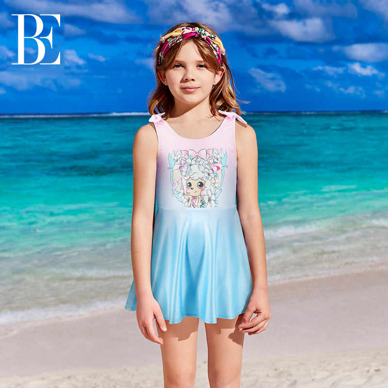 BE范德安美羊联名系列儿童连体泳衣裙式女童时尚游泳防晒
