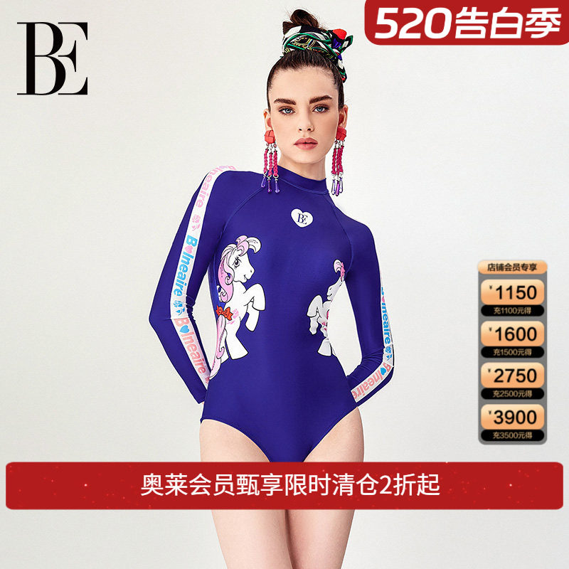 BE范德安联名系列马年新品连体泳衣三角女士长袖防晒塑身