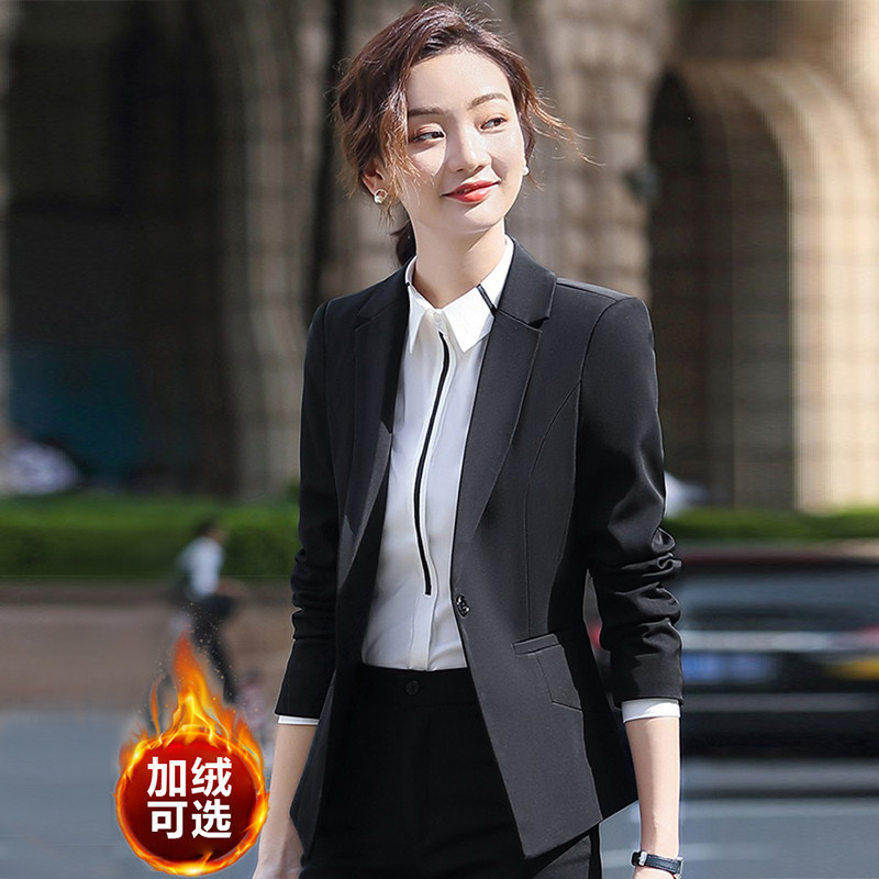 加绒西装外套女秋冬气质职业装售楼部西服套装正装前台接待工作服