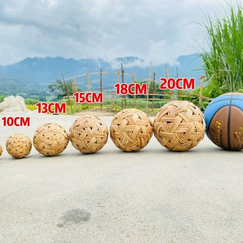 缅甸藤球手工编织蹴鞠球15cm20cm亚运会藤球古代蹴鞠天然