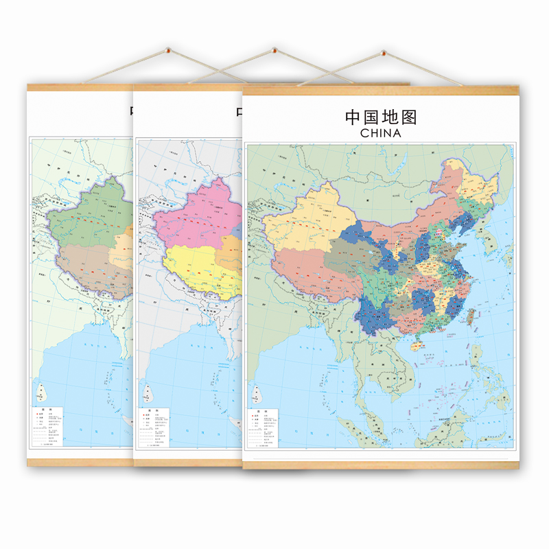 2025地图实木挂画中国世界书房地理办公室餐厅教室走廊装饰画墙画图片