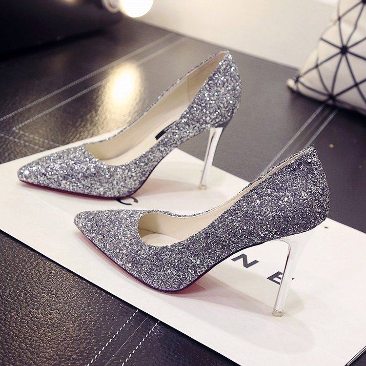 银色高跟鞋亮片单鞋金色婚礼服拍婚纱照结婚鞋新娘鞋子女2020新款|ruв категории Женская обувь, низкий чистка - от Buy2taobao.com для оказания профессиональной услуги покупки агента Taobao