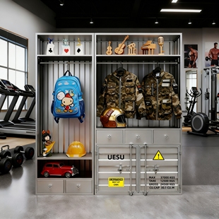 工业风简易衣柜收纳卧室衣帽间服装店铁艺集装箱网红衣橱展示柜子