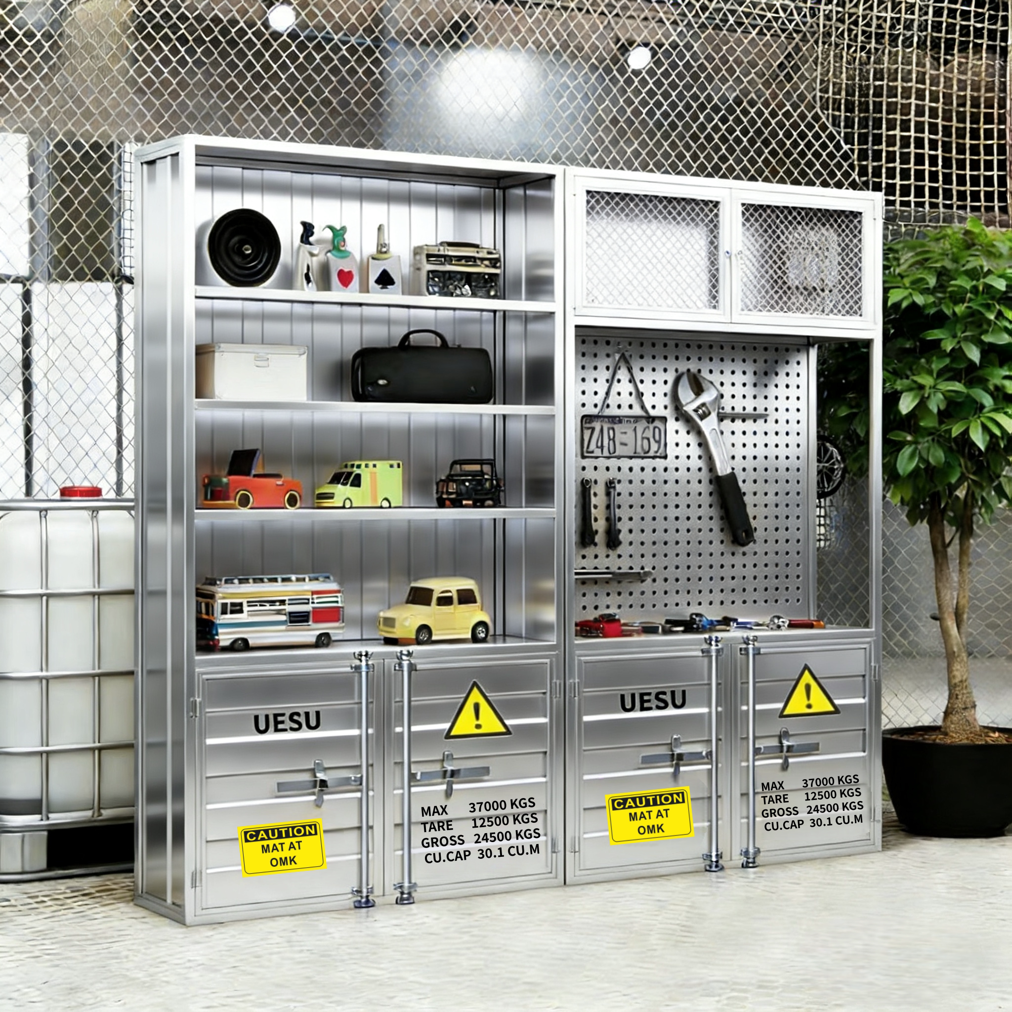 复古工业风店铺手办柜样品储物集装箱展示酒柜产品陈列靠墙货架子