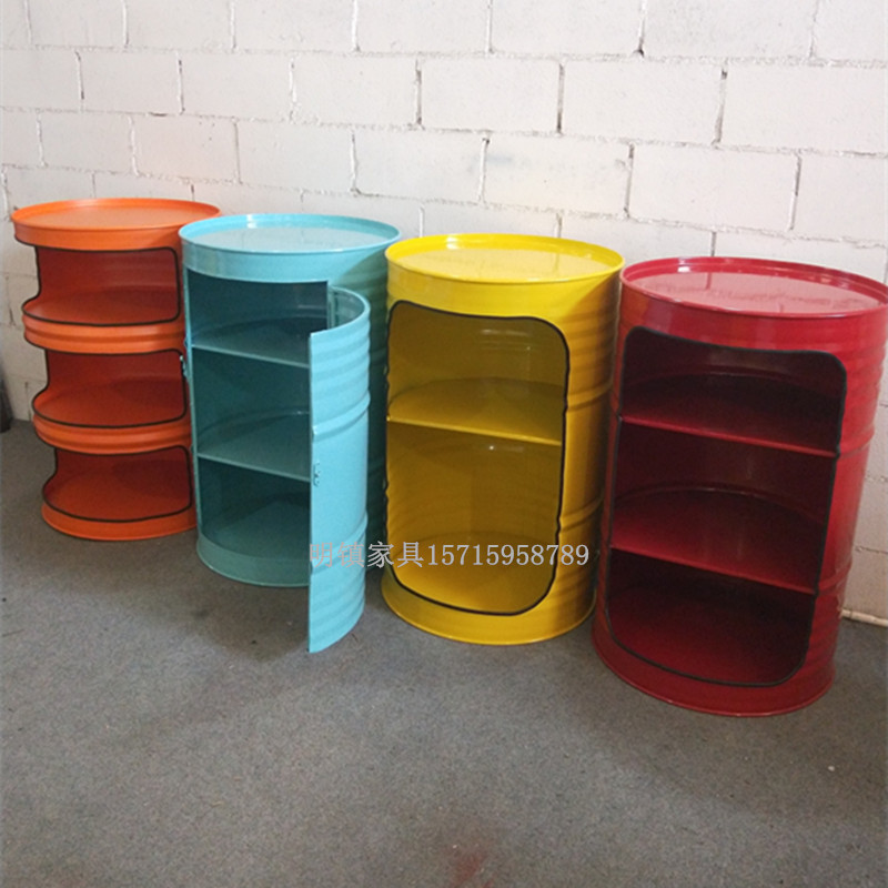 铁艺汽油桶创意陈列书柜摆件备餐柜特色工业风loft美式田园柜桌子