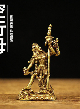 仿古纯铜空行母佛像摆件藏传密宗佛像狮面空行母黄铜随身小佛像