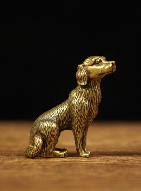 黄铜实心办公室书房桌面招财狗