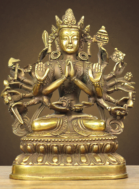 属鼠守护神黄铜千手观音准提佛母