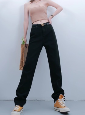 pettyelsa高个子加长高腰直筒牛仔裤女宽松显瘦拖地裤新复古长裤