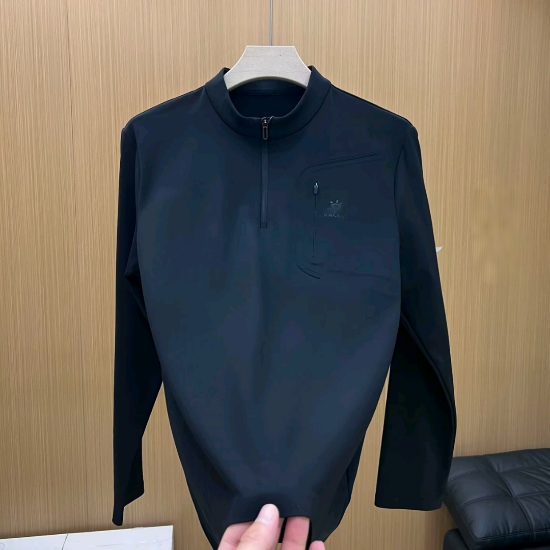 冬季新款男士加绒立领T恤