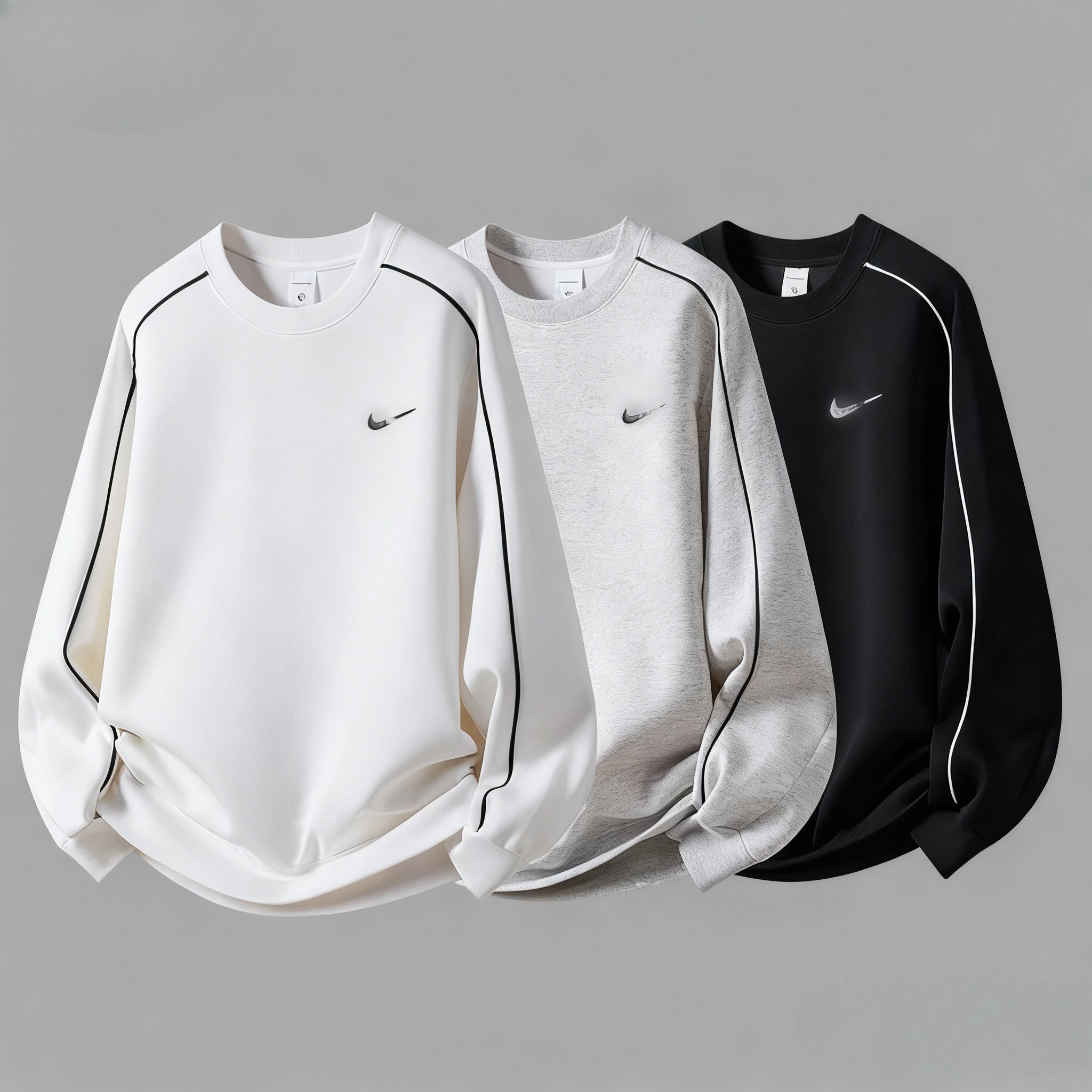 男士新款圆领条纹休闲卫衣