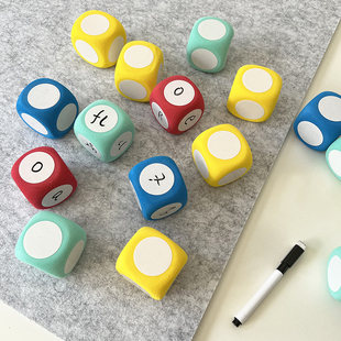 儿童英语教师早教学单词CVC白板骰子可擦写投掷色子教具5cm